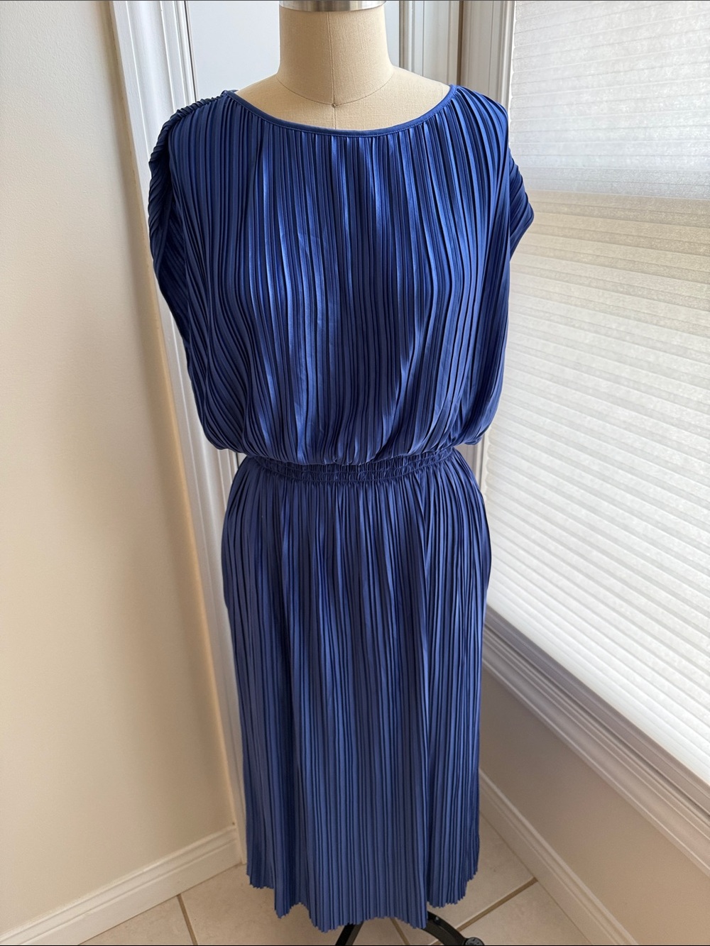 Prologue Royal Blue Pleated Midi Dress - Picture 1 of 5